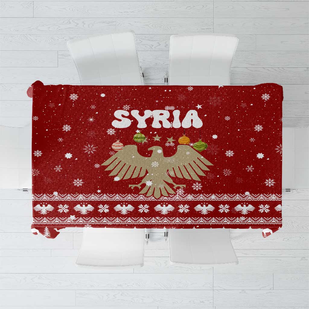 Syria Christmas Tablecloth with Golden Eagle Emblem Christmas Camel Scene - Wonder Print Shop