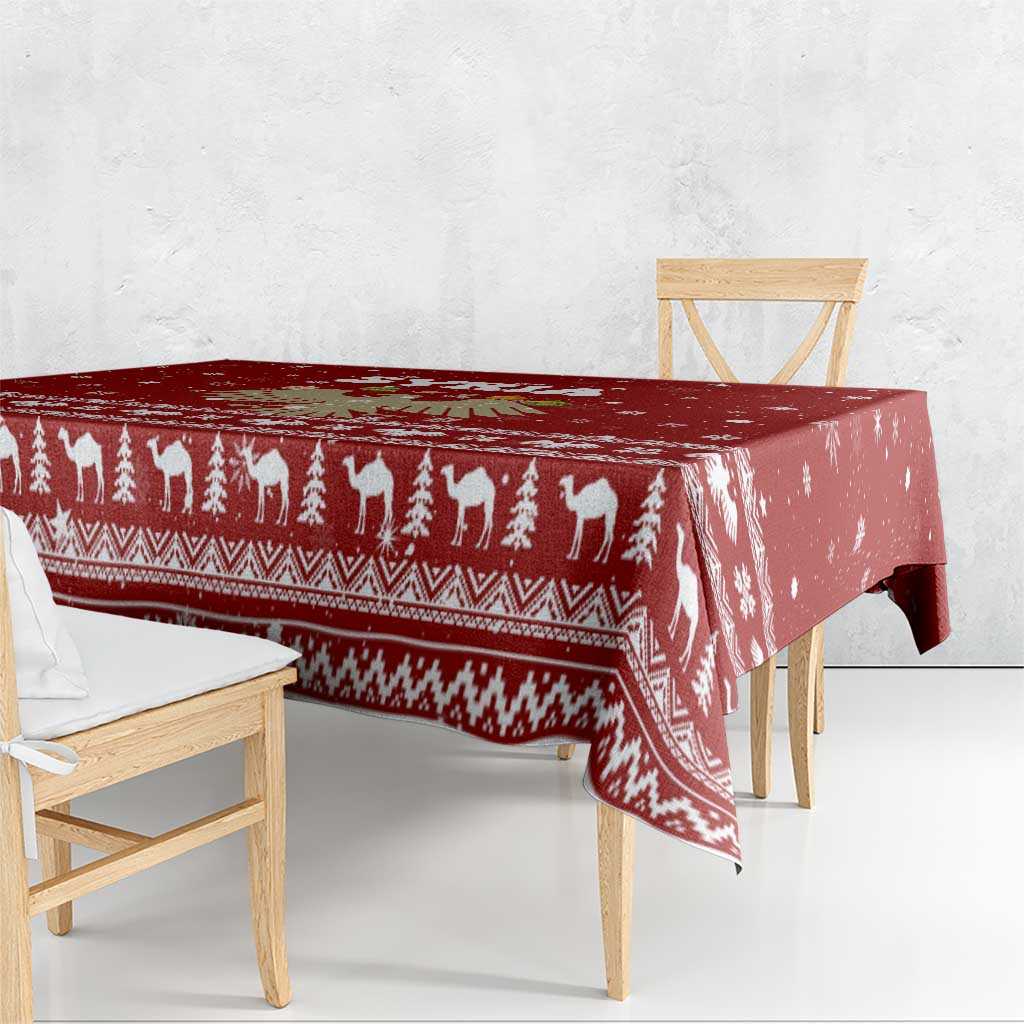 Syria Christmas Tablecloth with Golden Eagle Emblem Christmas Camel Scene - Wonder Print Shop