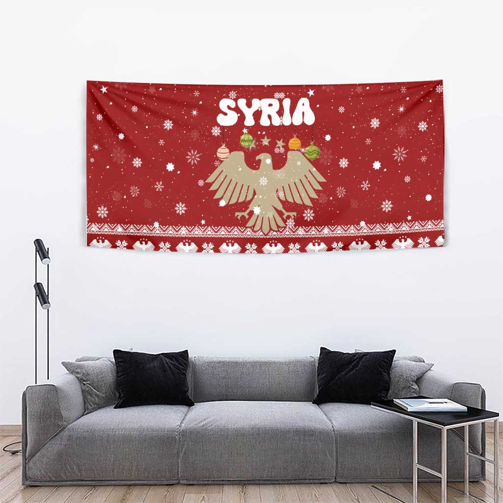 Syria Christmas Tapestry with Golden Eagle Emblem Christmas Camel Scene - Wonder Print Shop