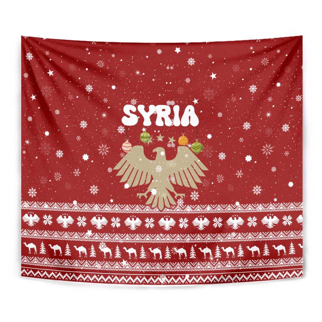 Syria Christmas Tapestry with Golden Eagle Emblem Christmas Camel Scene - Wonder Print Shop