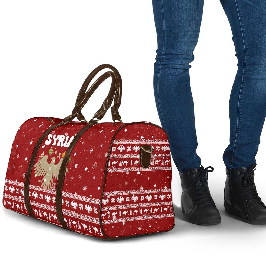 Syria Christmas Travel Bag with Golden Eagle Emblem Christmas Camel Scene - Wonder Print Shop