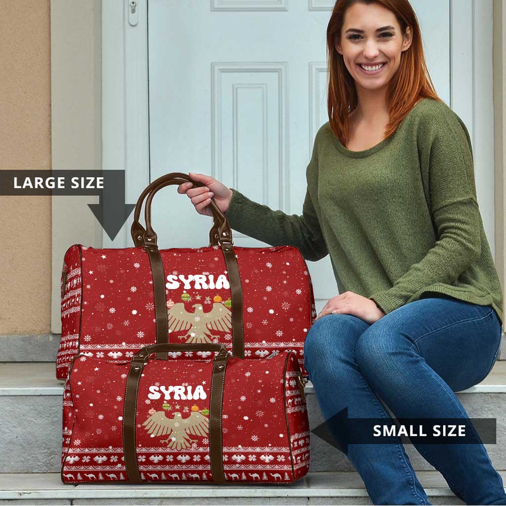 Syria Christmas Travel Bag with Golden Eagle Emblem Christmas Camel Scene - Wonder Print Shop