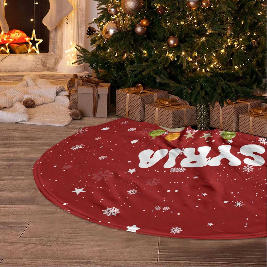 Syria Christmas Tree Skirt with Golden Eagle Emblem Christmas Camel Scene - Wonder Print Shop