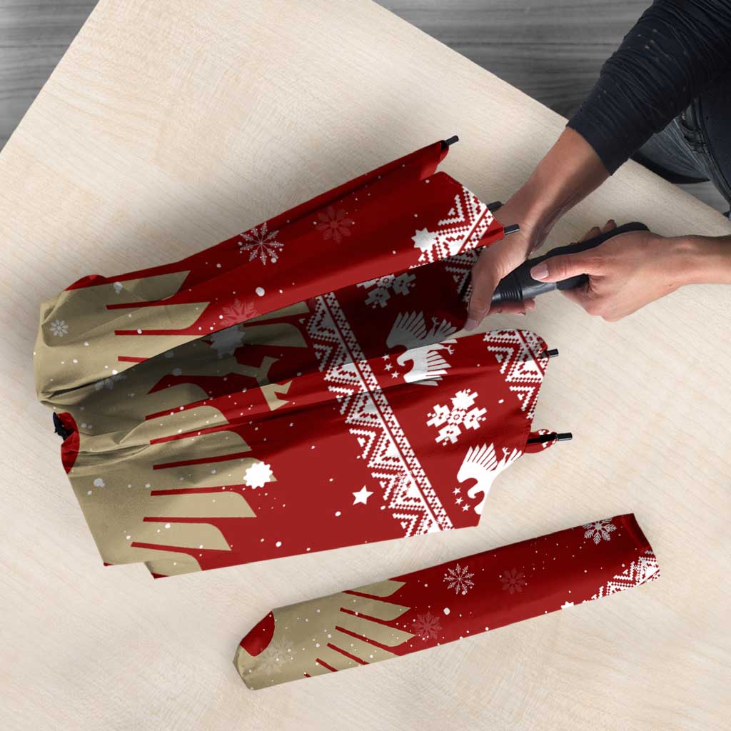 Syria Christmas Umbrella with Golden Eagle Emblem Christmas Camel Scene - Wonder Print Shop