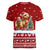 Syria Christmas Women V-Neck T-Shirt with Golden Eagle Emblem Christmas Camel Scene - Wonder Print Shop