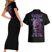 I Am The Storm Skull Rose Couples Matching Short Sleeve Bodycon Dress and Hawaiian Shirt - Wonder Print Shop