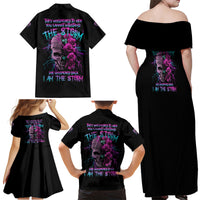 I Am The Storm Skull Rose Family Matching Off Shoulder Maxi Dress and Hawaiian Shirt - Wonder Print Shop