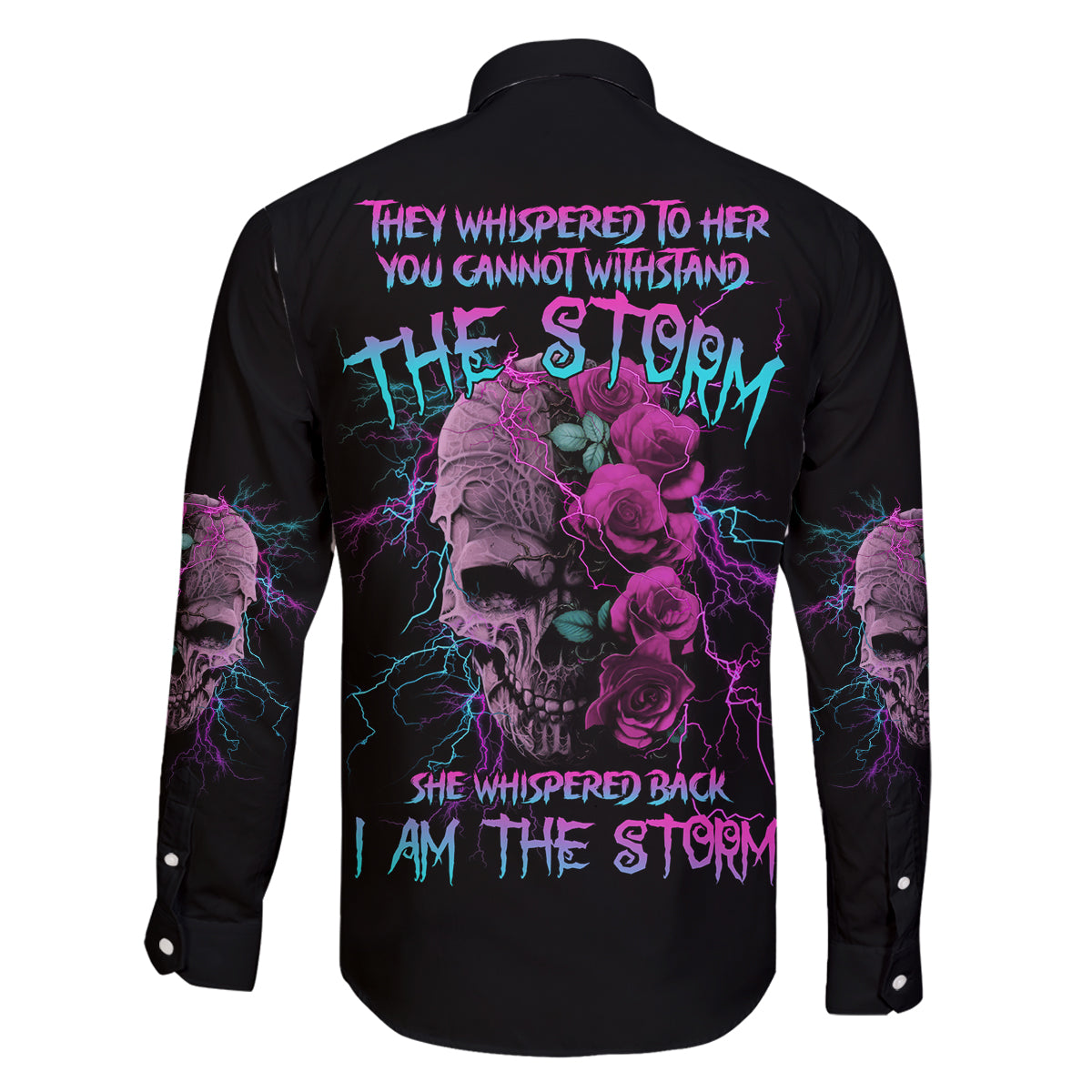 I Am The Storm Skull Rose Family Matching Off Shoulder Maxi Dress and Hawaiian Shirt - Wonder Print Shop