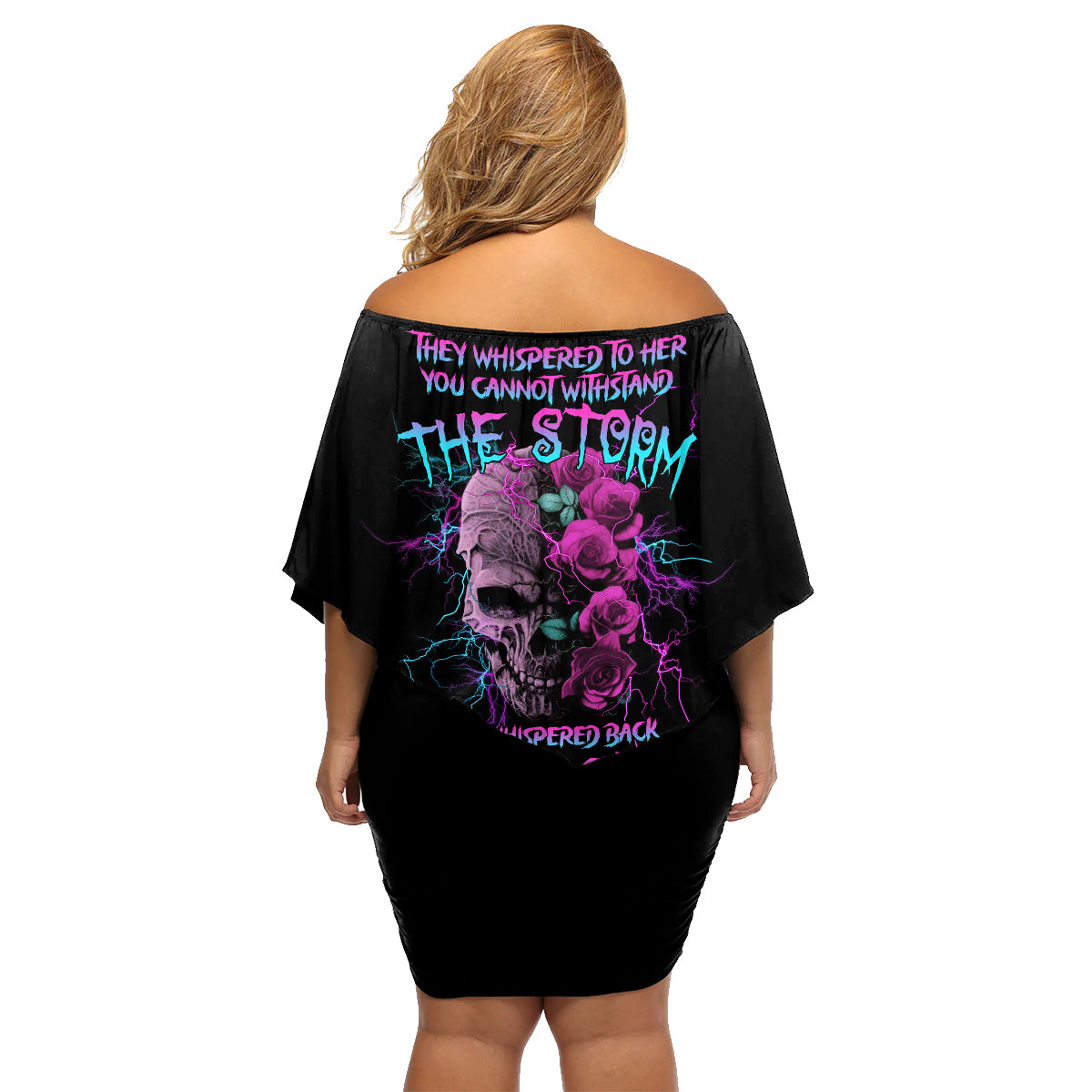 I Am The Storm Skull Rose Family Matching Off Shoulder Short Dress and Hawaiian Shirt - Wonder Print Shop