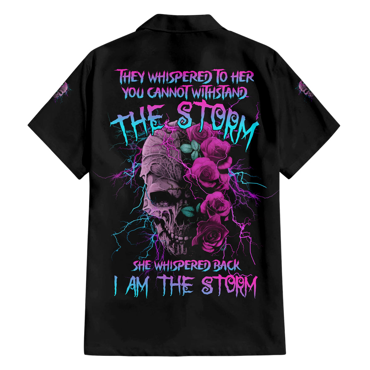 I Am The Storm Skull Rose Family Matching Short Sleeve Bodycon Dress and Hawaiian Shirt - Wonder Print Shop