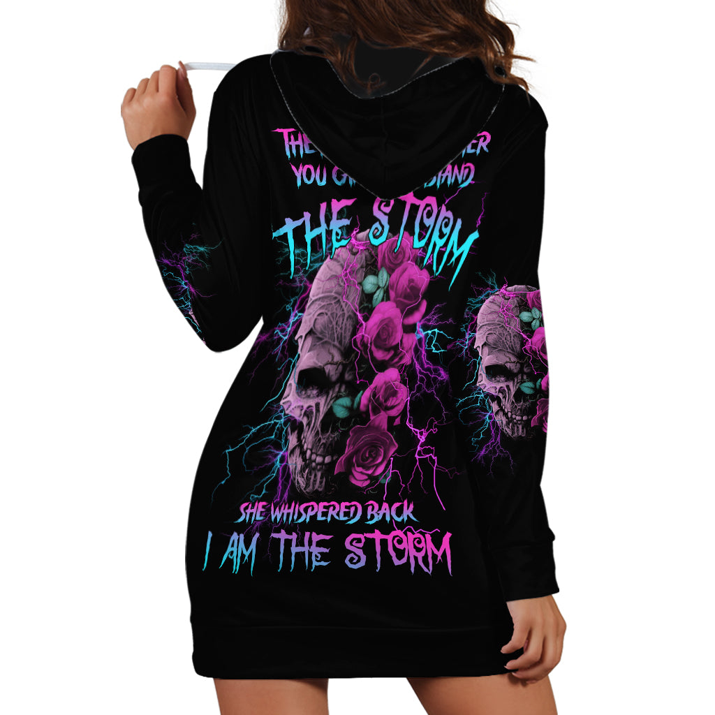 I Am The Storm Skull Rose Hoodie Dress - Wonder Print Shop