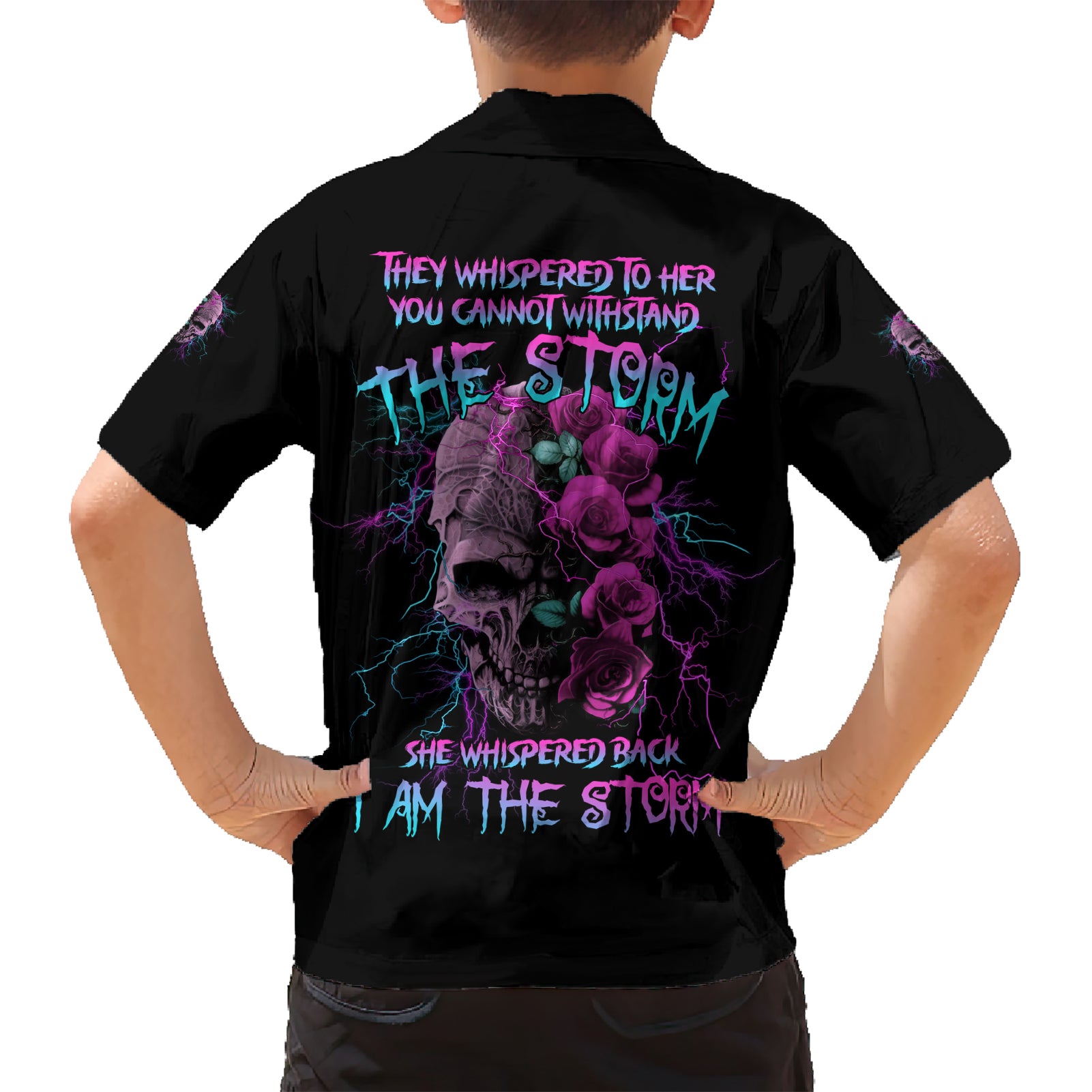 I Am The Storm Skull Rose Kid Hawaiian Shirt - Wonder Print Shop