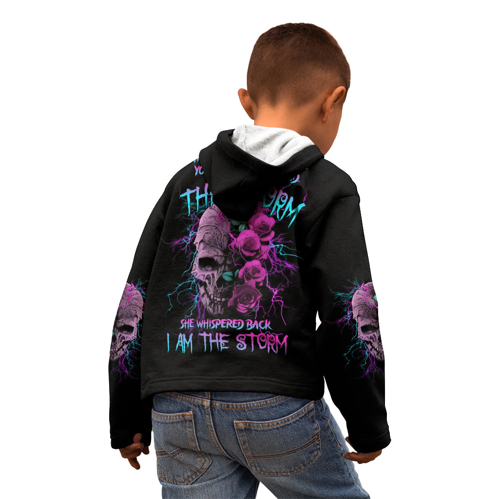 I Am The Storm Skull Rose Kid Hoodie - Wonder Print Shop