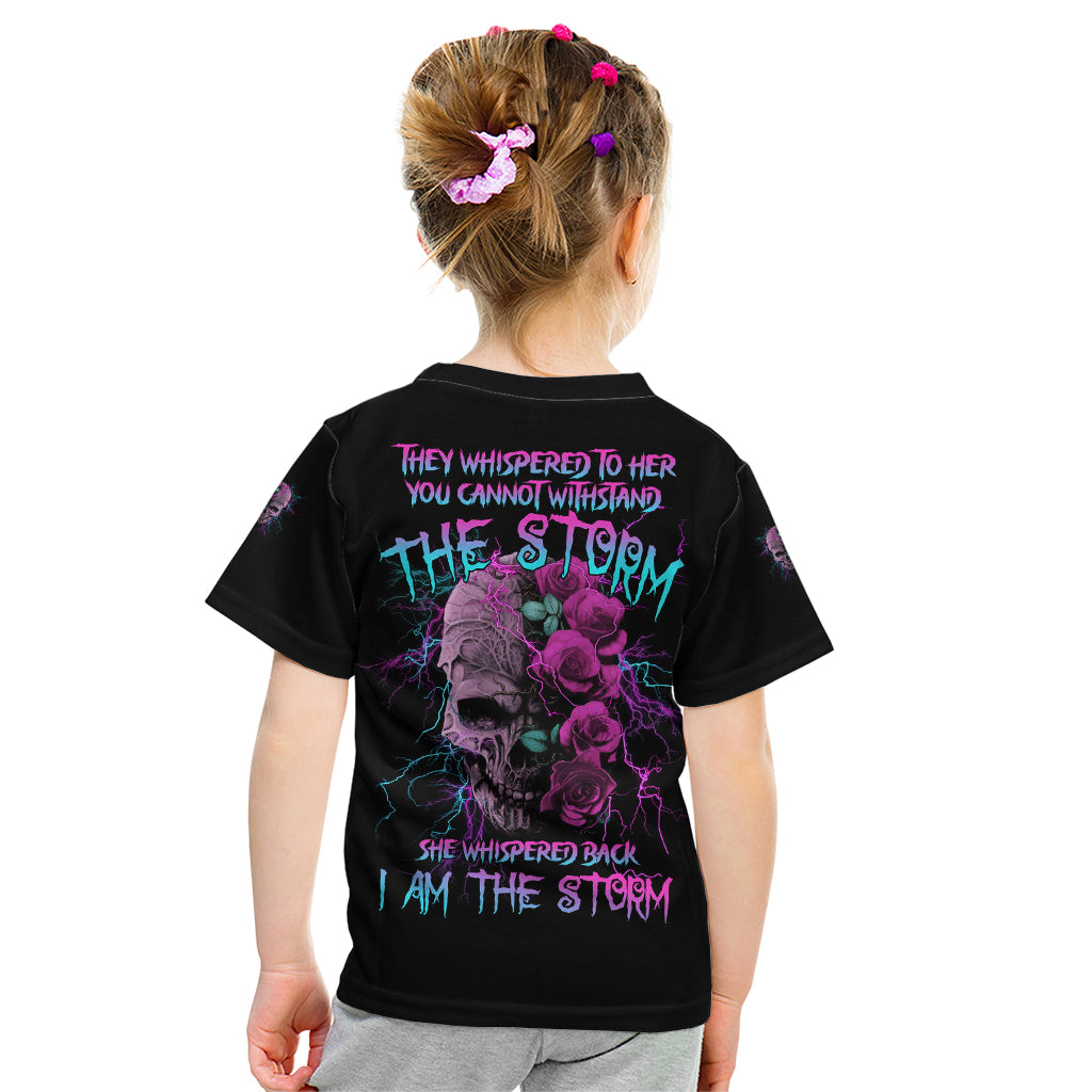 I Am The Storm Skull Rose Kid T Shirt - Wonder Print Shop