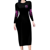 I Am The Storm Skull Rose Long Sleeve Bodycon Dress - Wonder Print Shop