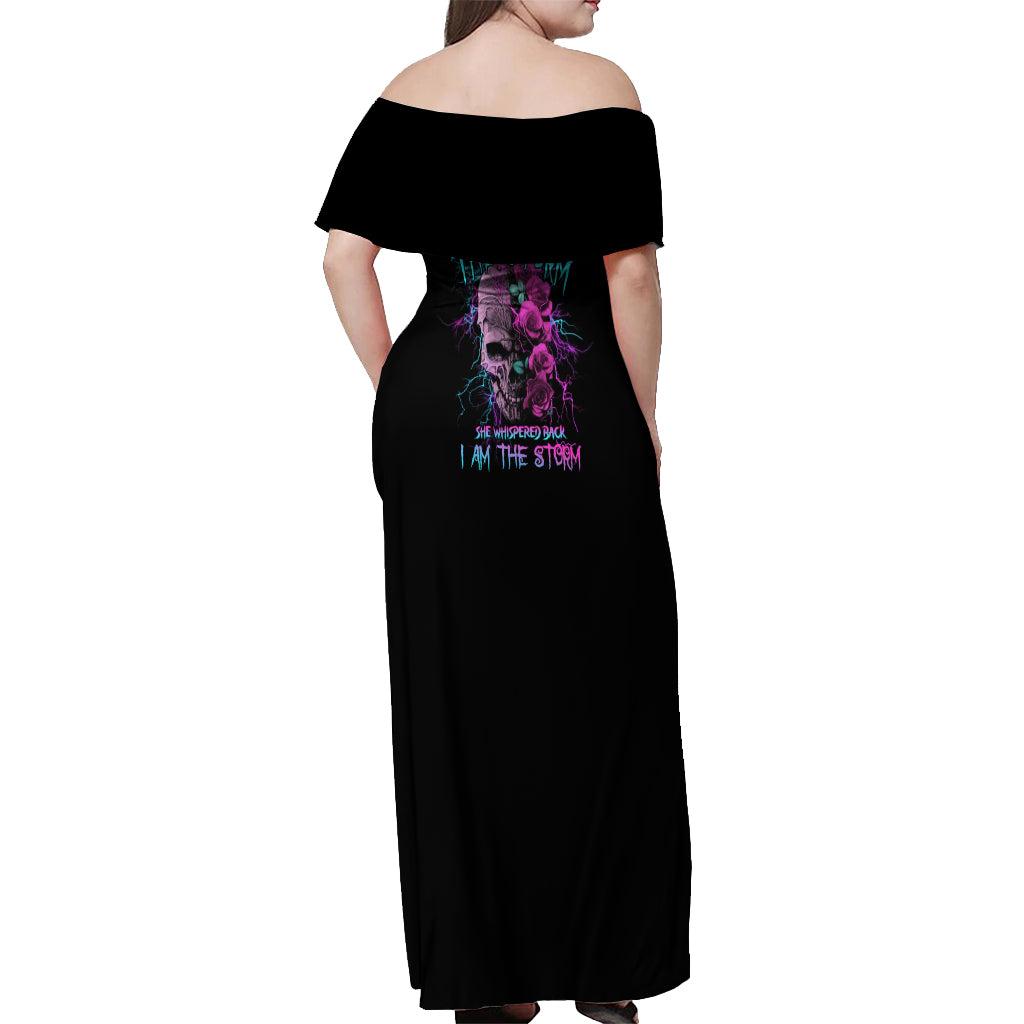 I Am The Storm Skull Rose Off Shoulder Maxi Dress - Wonder Print Shop