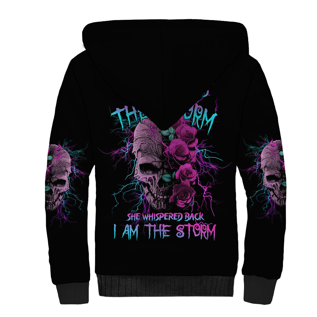 I Am The Storm Skull Rose Sherpa Hoodie - Wonder Print Shop