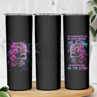 I Am The Storm Skull Rose Skinny Tumbler - Wonder Print Shop