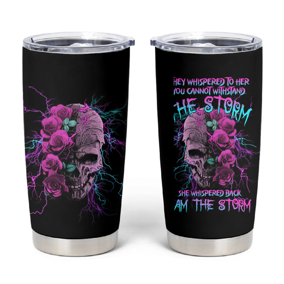 I Am The Storm Skull Rose Tumbler Cup - Wonder Print Shop