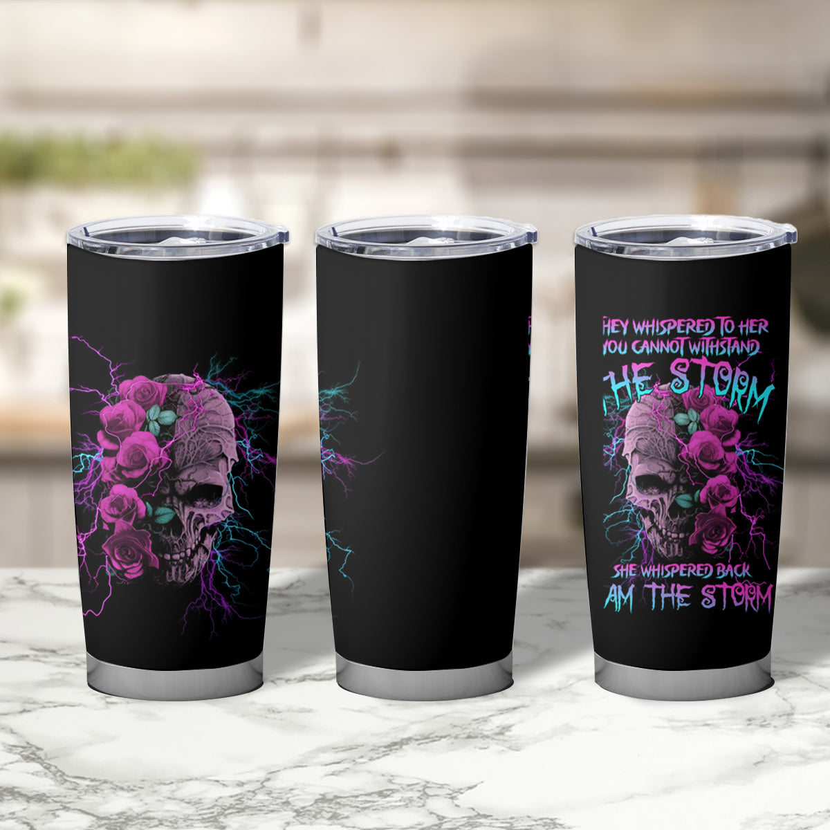 I Am The Storm Skull Rose Tumbler Cup - Wonder Print Shop