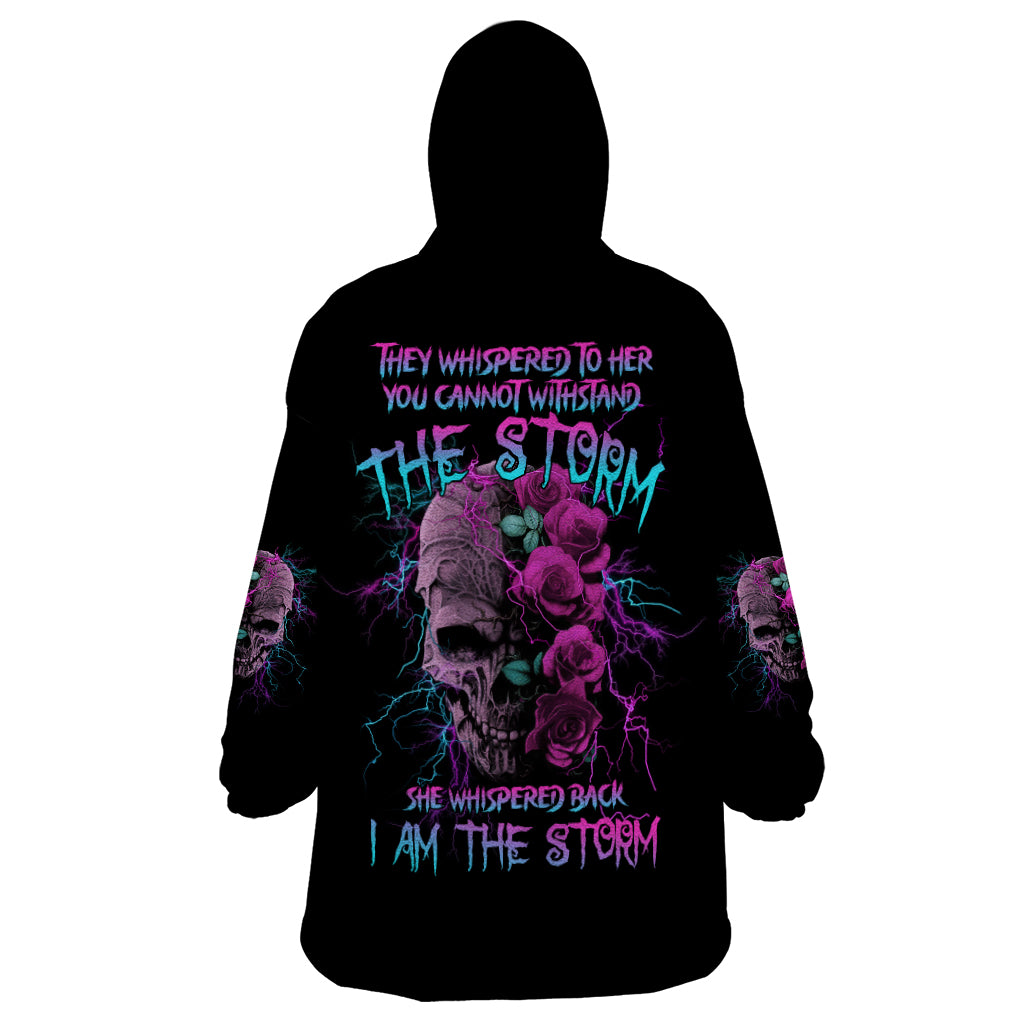 I Am The Storm Skull Rose Wearable Blanket Hoodie - Wonder Print Shop