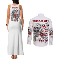 P Me Off Tattooed Skull Rose Couples Matching Tank Maxi Dress and Long Sleeve Button Shirt - Wonder Print Shop