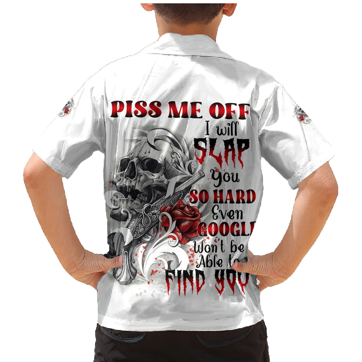 P Me Off Tattooed Skull Rose Family Matching Mermaid Dress and Hawaiian Shirt - Wonder Print Shop