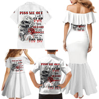 P Me Off Tattooed Skull Rose Family Matching Mermaid Dress and Hawaiian Shirt - Wonder Print Shop