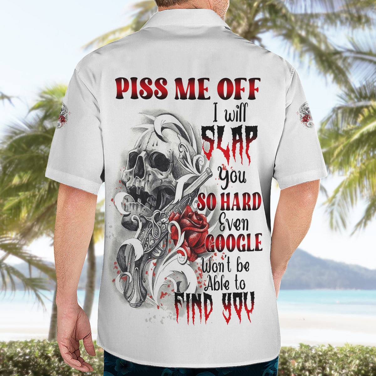 P Me Off Tattooed Skull Rose Hawaiian Shirt - Wonder Print Shop