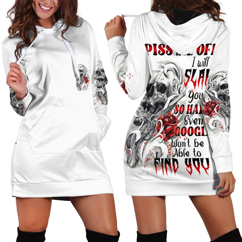 P Me Off Tattooed Skull Rose Hoodie Dress - Wonder Print Shop