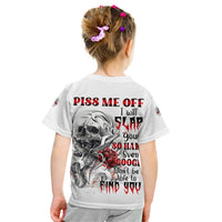 P Me Off Tattooed Skull Rose Kid T Shirt - Wonder Print Shop