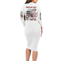 P Me Off Tattooed Skull Rose Long Sleeve Bodycon Dress - Wonder Print Shop