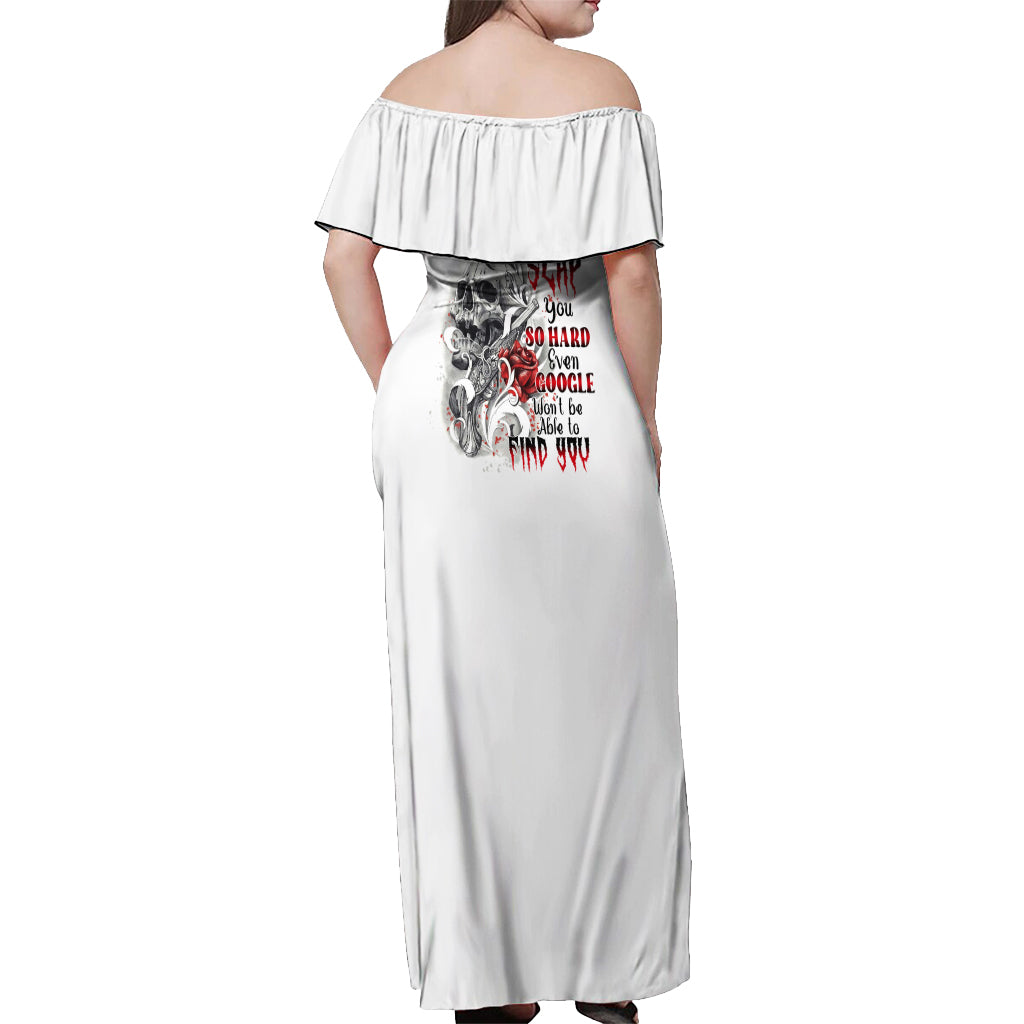 P Me Off Tattooed Skull Rose Off Shoulder Maxi Dress - Wonder Print Shop