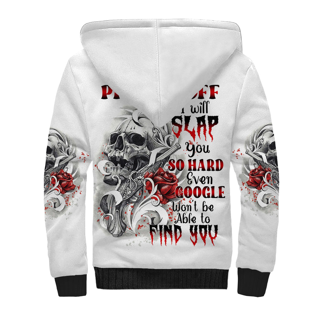 P Me Off Tattooed Skull Rose Sherpa Hoodie - Wonder Print Shop