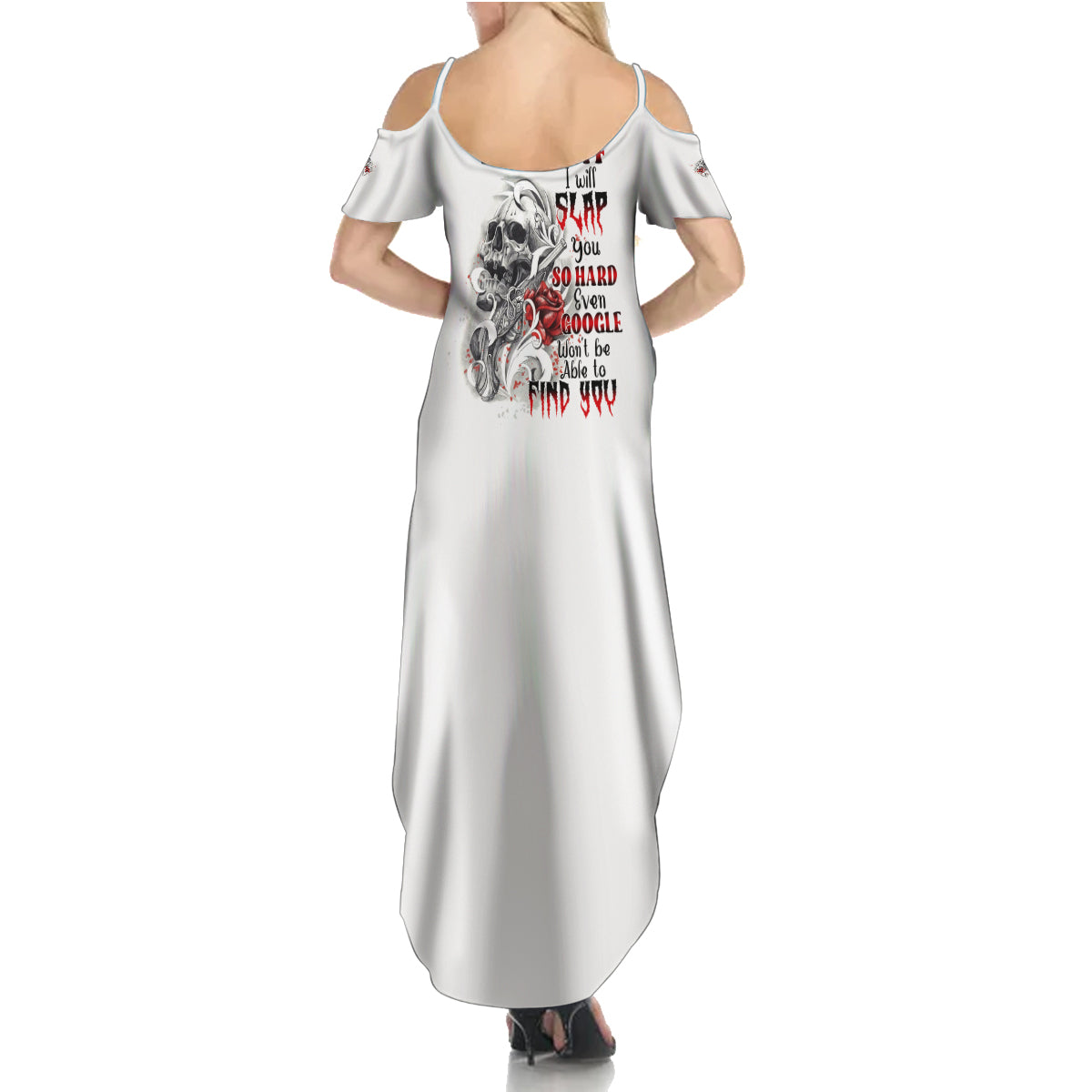 P Me Off Tattooed Skull Rose Summer Maxi Dress - Wonder Print Shop