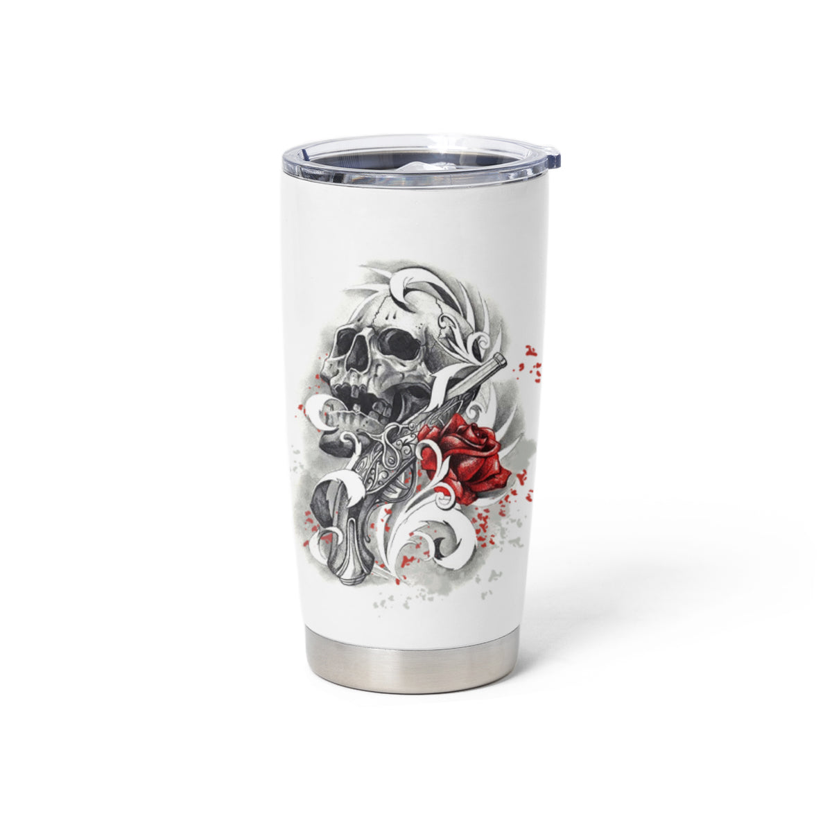 P Me Off Tattooed Skull Rose Tumbler Cup - Wonder Print Shop