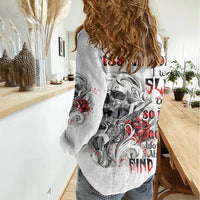 P Me Off Tattooed Skull Rose Women Casual Shirt - Wonder Print Shop