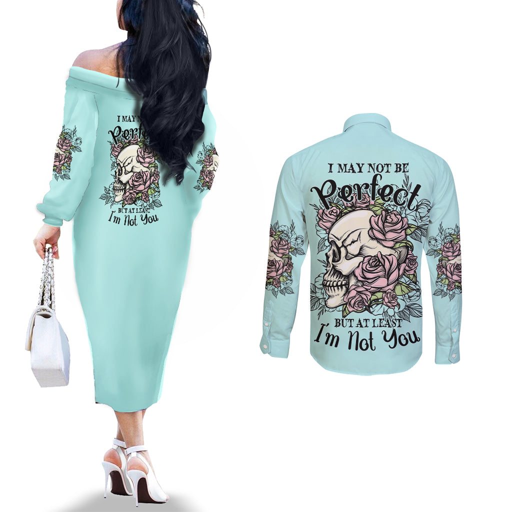 i-may-not-be-perfect-skull-roses-couples-matching-off-the-shoulder-long-sleeve-dress-and-long-sleeve-button-shirt