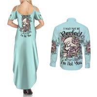 I May Not Be Perfect Skull Roses Couples Matching Summer Maxi Dress and Long Sleeve Button Shirt - Wonder Print Shop