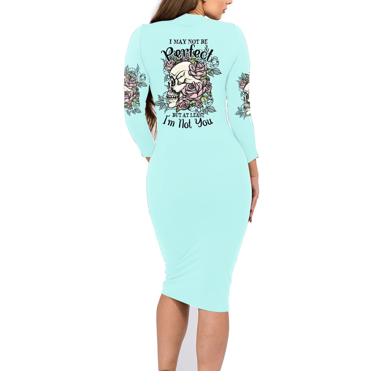 I May Not Be Perfect Skull Roses Family Matching Long Sleeve Bodycon Dress and Hawaiian Shirt - Wonder Print Shop