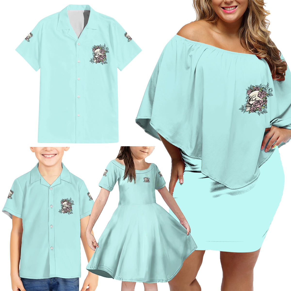 I May Not Be Perfect Skull Roses Family Matching Off Shoulder Short Dress and Hawaiian Shirt - Wonder Print Shop