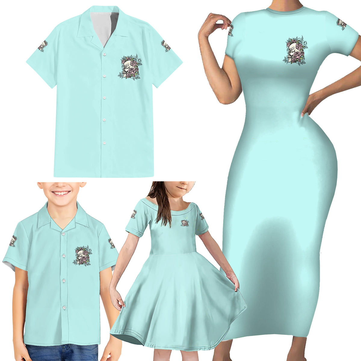I May Not Be Perfect Skull Roses Family Matching Short Sleeve Bodycon Dress and Hawaiian Shirt - Wonder Print Shop