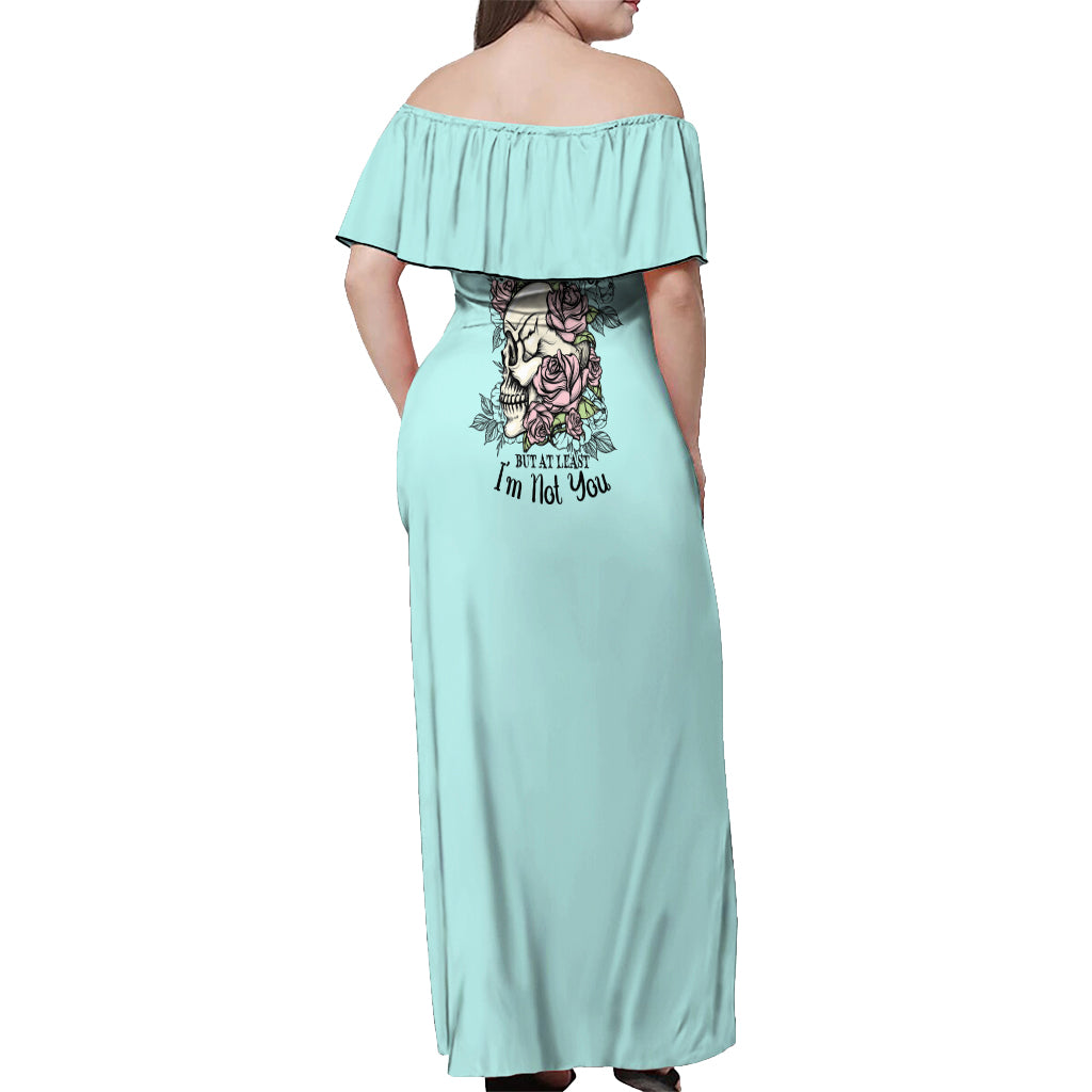 I May Not Be Perfect Skull Roses Off Shoulder Maxi Dress - Wonder Print Shop
