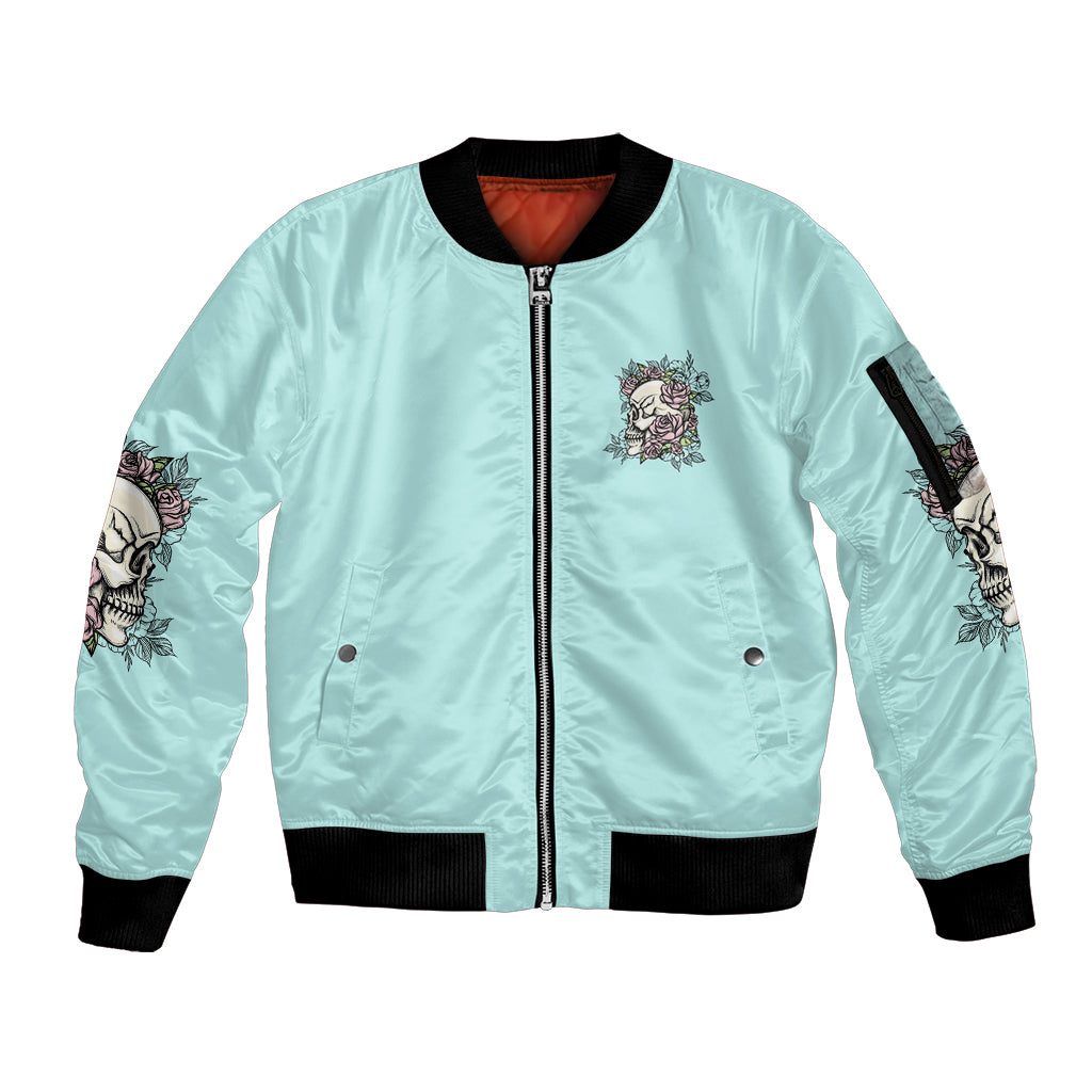 I May Not Be Perfect Skull Roses Sleeve Zip Bomber Jacket - Wonder Print Shop