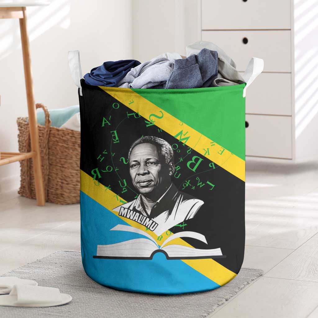 Julius Nyerere Laundry Basket Education is a Way of Fighting Poverty Quote and Tanzanian Flag Alphabet - Wonder Print Shop