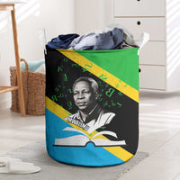 Julius Nyerere Laundry Basket Education is a Way of Fighting Poverty Quote and Tanzanian Flag Alphabet - Wonder Print Shop