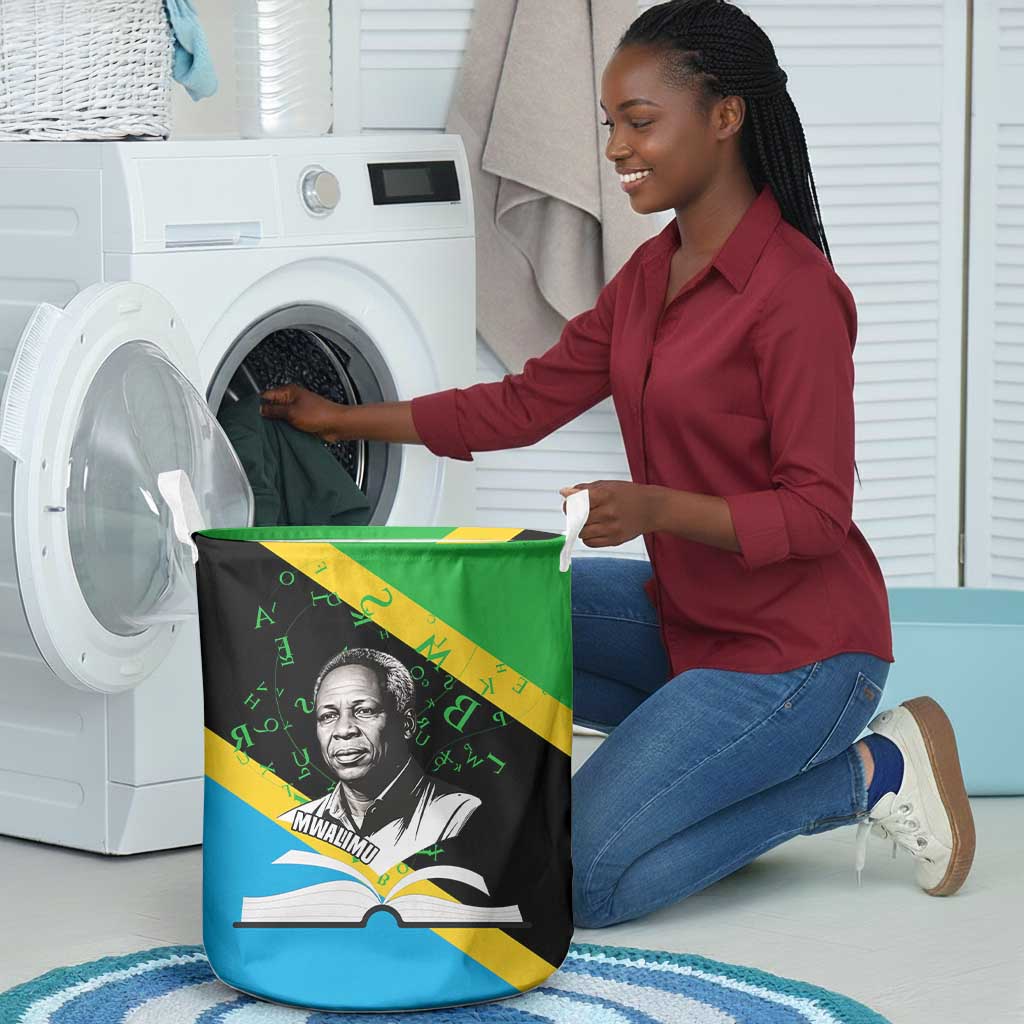 Julius Nyerere Laundry Basket Education is a Way of Fighting Poverty Quote and Tanzanian Flag Alphabet - Wonder Print Shop