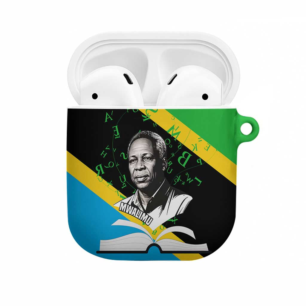 Julius Nyerere AirPods Case Education is a Way of Fighting Poverty Quote and Tanzanian Flag Alphabet - Wonder Print Shop