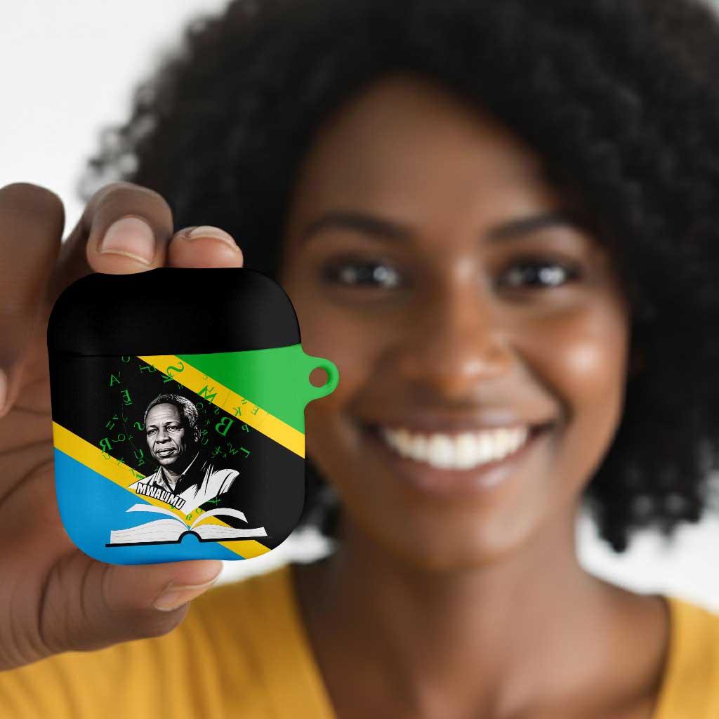 Julius Nyerere AirPods Case Education is a Way of Fighting Poverty Quote and Tanzanian Flag Alphabet - Wonder Print Shop