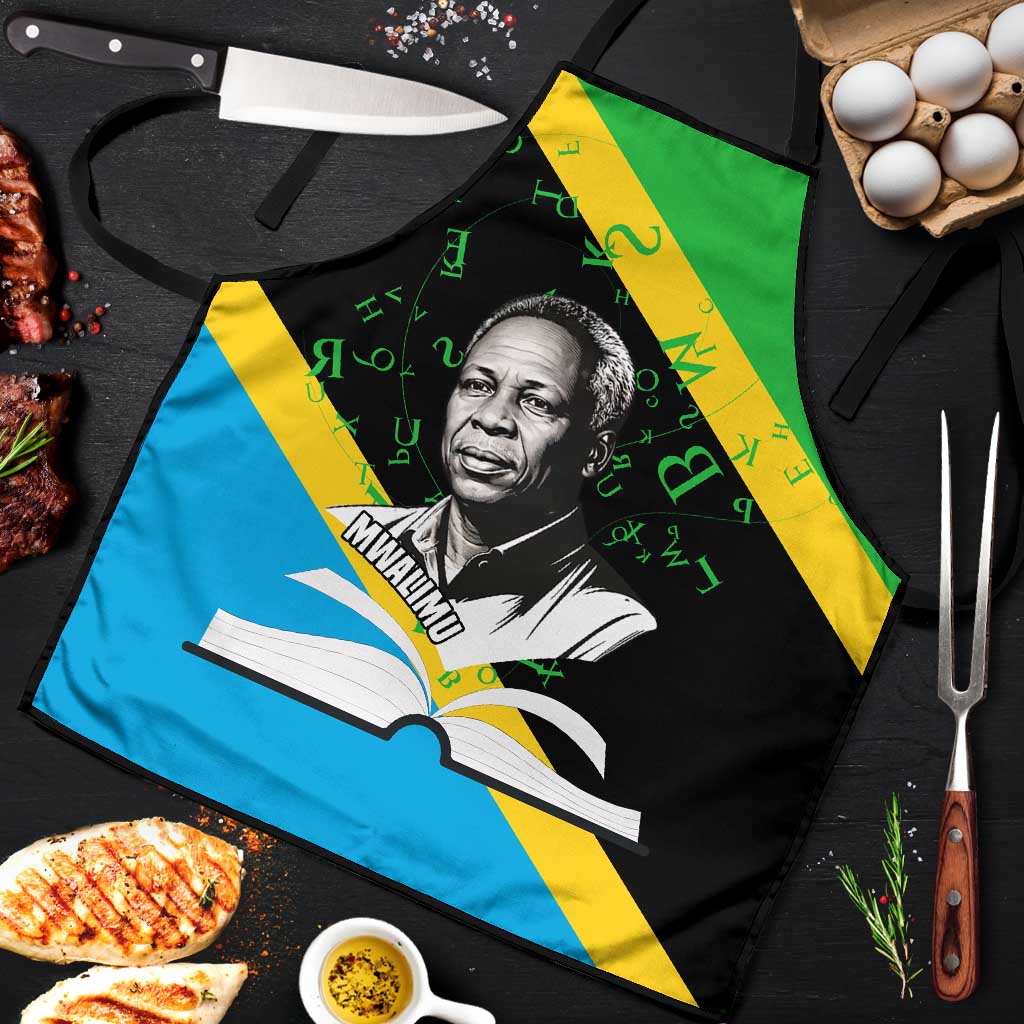 Julius Nyerere Apron Education is a Way of Fighting Poverty Quote and Tanzanian Flag Alphabet - Wonder Print Shop